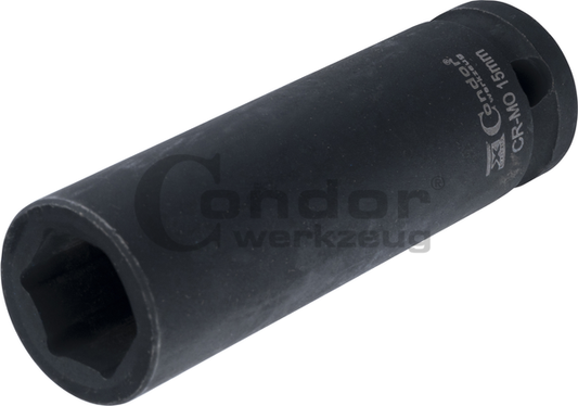 Hexagon Impact Socket, 1/2", hexagon 15 mm, deep