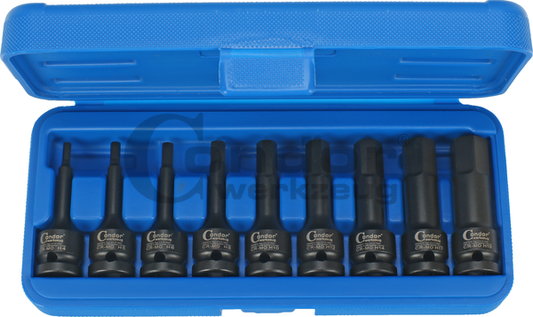 Impact Socket Set, 17 pcs., 1/2", hex 8-24 mmImpact Socket Set, 17 pcs., 1/2", hex 8-24 mm