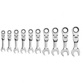 GearWrench10pc Stubby Flex.Ratch Wrench Set Metric 10-19mm