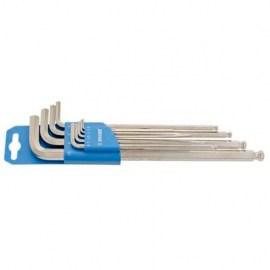 UniorSet Of Ball End Hexagon Wrenches, Long Type On Plastic Clip