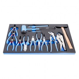 UniorSet Of Bi Pliers & Hammer In SOS Tool Tray 14 Pcs